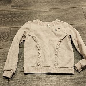 Girls Light Pink / Grey Ruffle Sweatshirt